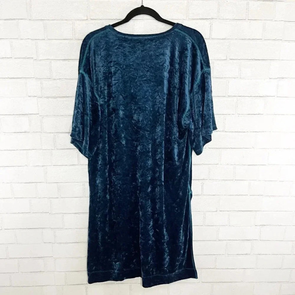 Free People - We the Free Blue Luxe Crushed Velvet Tunic Tee Women's Size Small - Picture 6 of 8